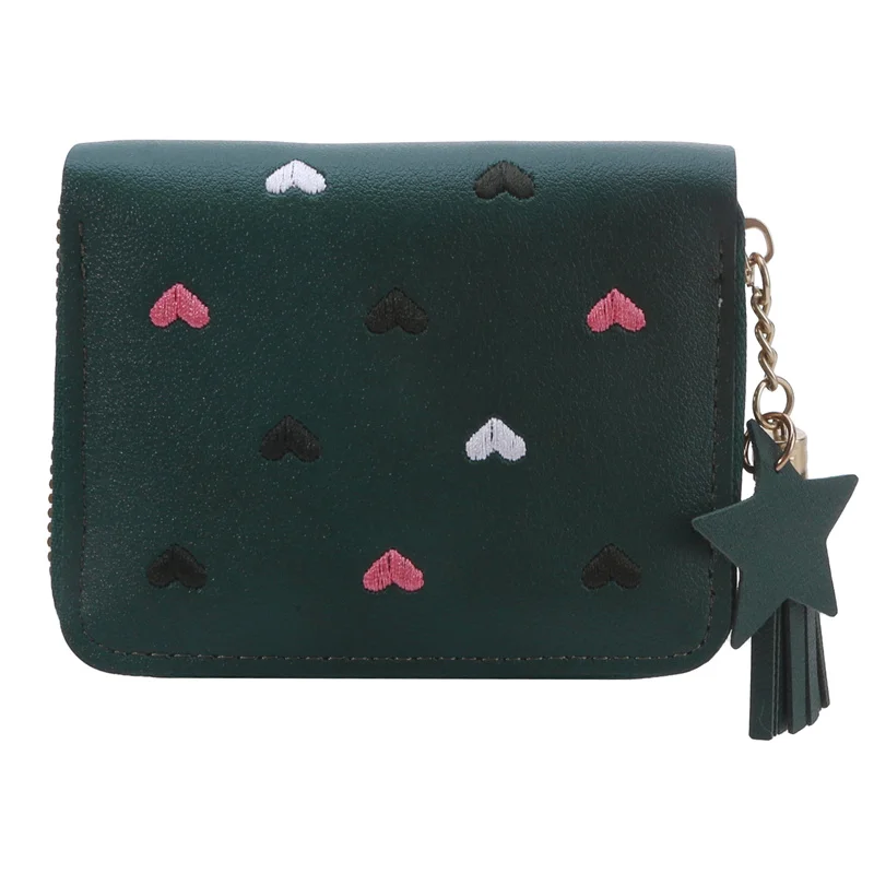 Wallets Women Mini With Heart PU Card Bag Female Credit Multi-Card Holders Money Clip Short Coin Purse For Ladies Zipper Wallet Y260206