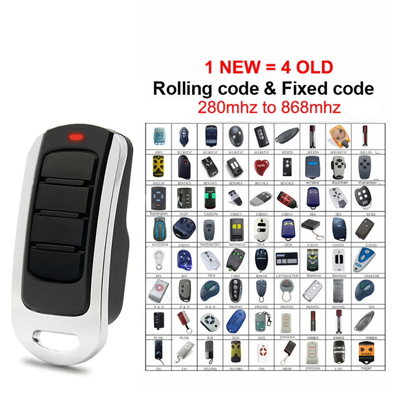Garage Door Remote Control AUTO SCAN 2025 Multi Frequency Duplicator 280-868MHz Multi Brand 433.92MHz Fixed Rolling new Code Gate Opener