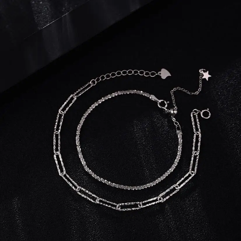 925 Sterling Silver Sparkling Chain Bracelet Female Ins Niche Design Luxury Exquisite Bracelet for Women Silver 925 Jewelry