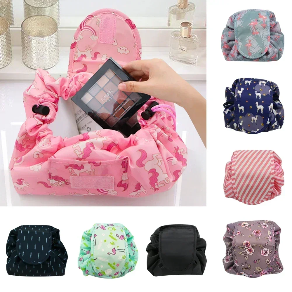 Women Drawstring Cosmetic Bag Large Capacity Makeup Organizer Travel Waterproof Toiletry Storage Bag Portable Beauty Case