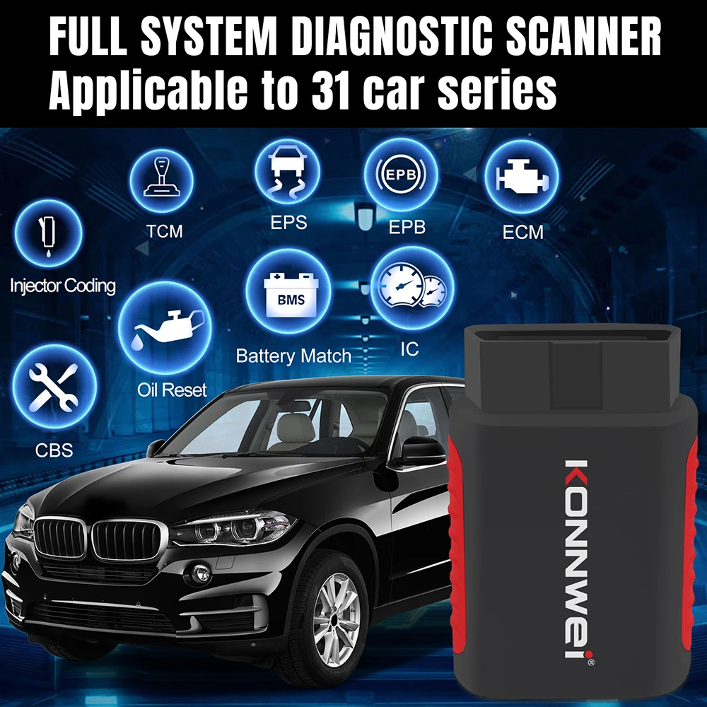 KONNWEI KDIAG MINI 2023 Full System Auto Scanner Reset SAS EPB Service ECU Programmer OBD OBD2 Car Diagnostic Tool pk Thinkdiag