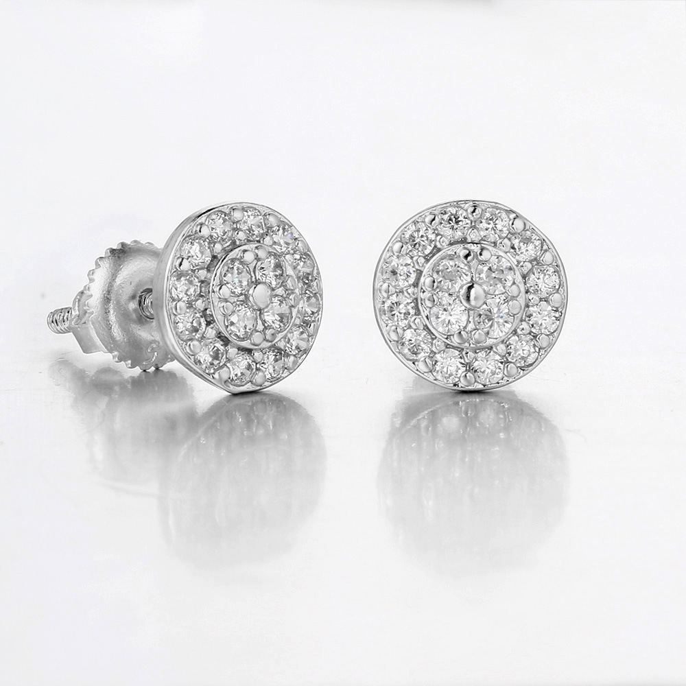 7mm Personalized Round Full Diamond Earrings for Women Micro Set AAA Zircon Thread Earrings Fashion Earrings Party Daily Matching