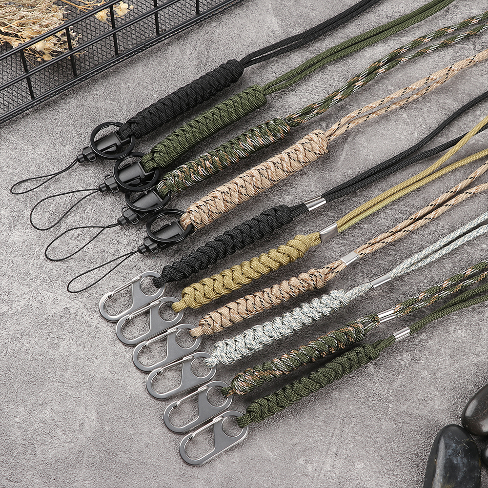 Paracord Keychain Lanyard Rotatable Buckle High Strength Parachute Cord Mobile Phone Strape Key Ring Neck Hanging Rope