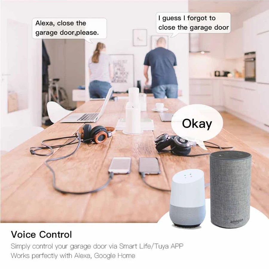 Tuya WiFi Garage Door Opener Sliding Gate Controller Switch Module Smart Life App Control Works with Alexa Google Assistant Siri