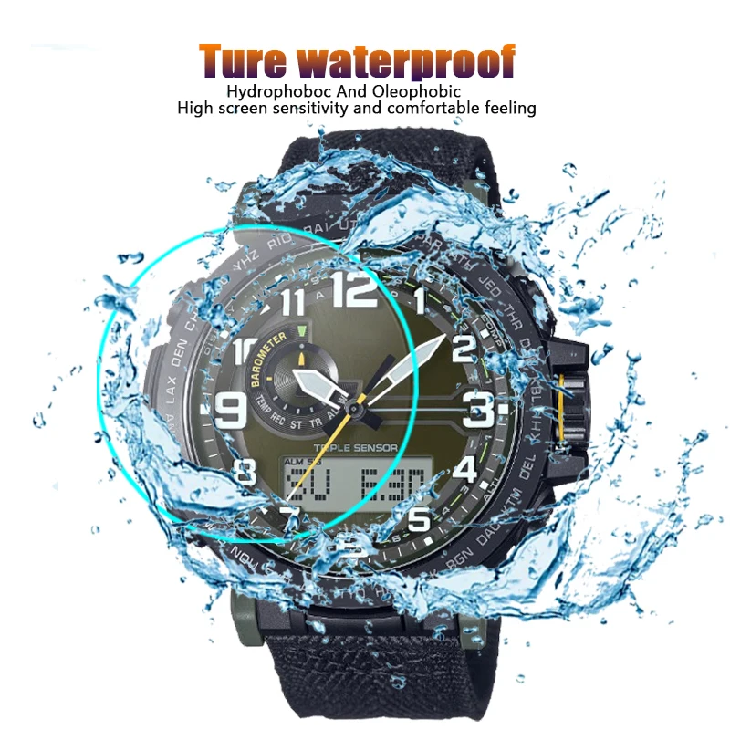 2PCS Tempered Glass Screen Protector For Casio PRO TREK PRG-601 PRG-600/650/240/340 Glass HD Clear Watch Screen Protective Film