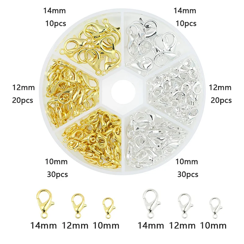 10pcs/lot 10-14mm Metal Lobster Clasps Jewelry Making Components DIY Bracelet Necklace Carabiner Findings Hooks Chain Closure