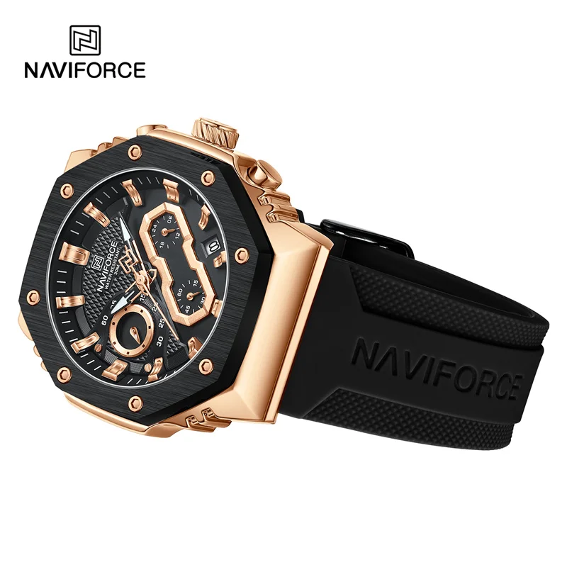 NAVIFORCE Men's Lovers Watch Sports Silicone Strap Chronograph Quartz Wristwatches Luminous Waterproof Clock Relogio Masculino
