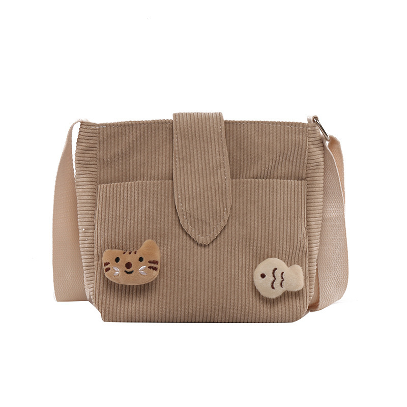 Autumn and Winter New Antique Girl Cute Doll Plush Cat Corduroy Body Funny Small Bag #14 5522b