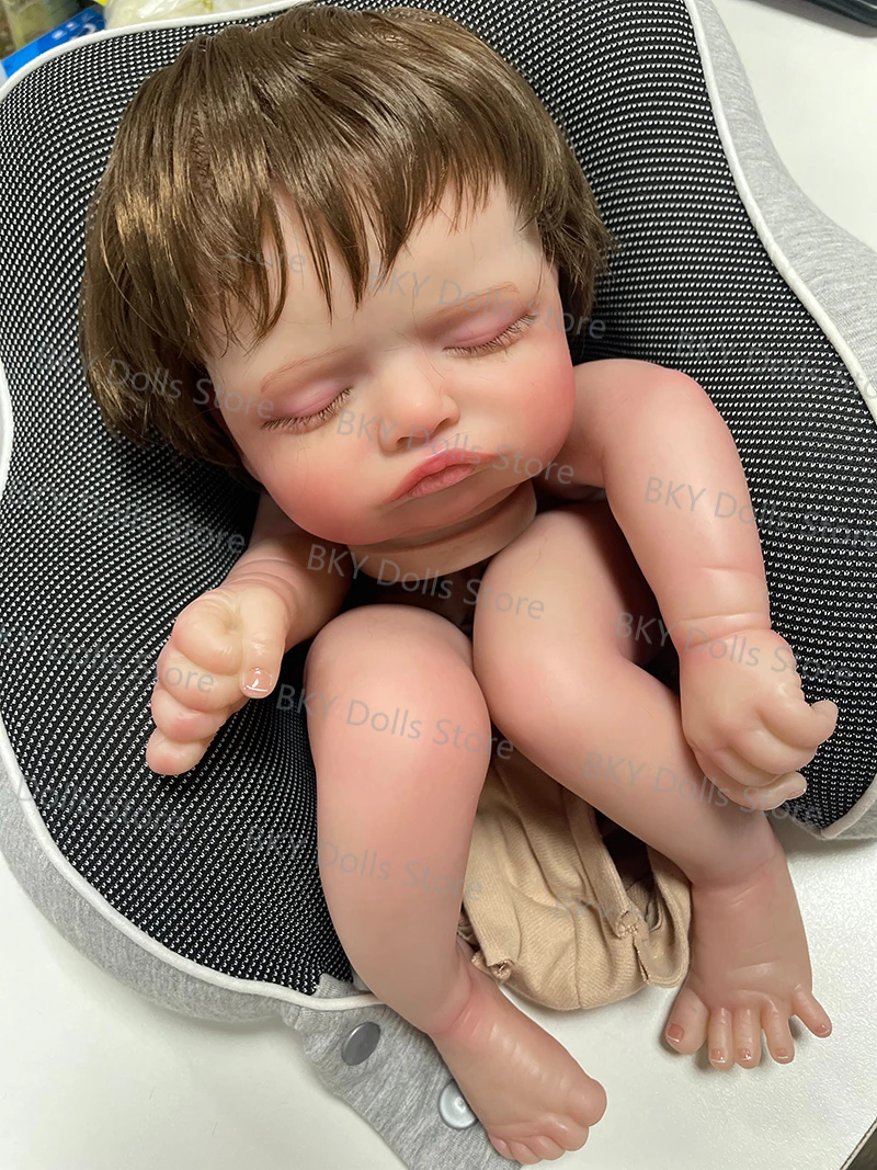 19inch Rosalie Reborn Kit Painted Asleep Doll Kit Parts Unfinished Newborn Reborn Doll Kit Rooted Hair Lifelike 3D Skin Venis