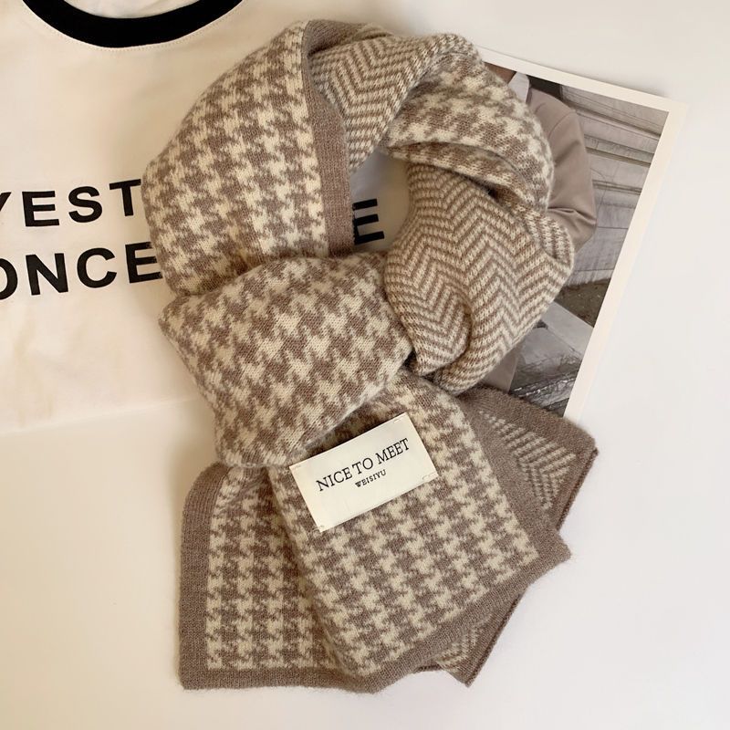 Brand Scarf Winter New Outdoor Warmth Double sided Student Cute Scarf Thickened Knitted High Quality Scarf Couple Gift