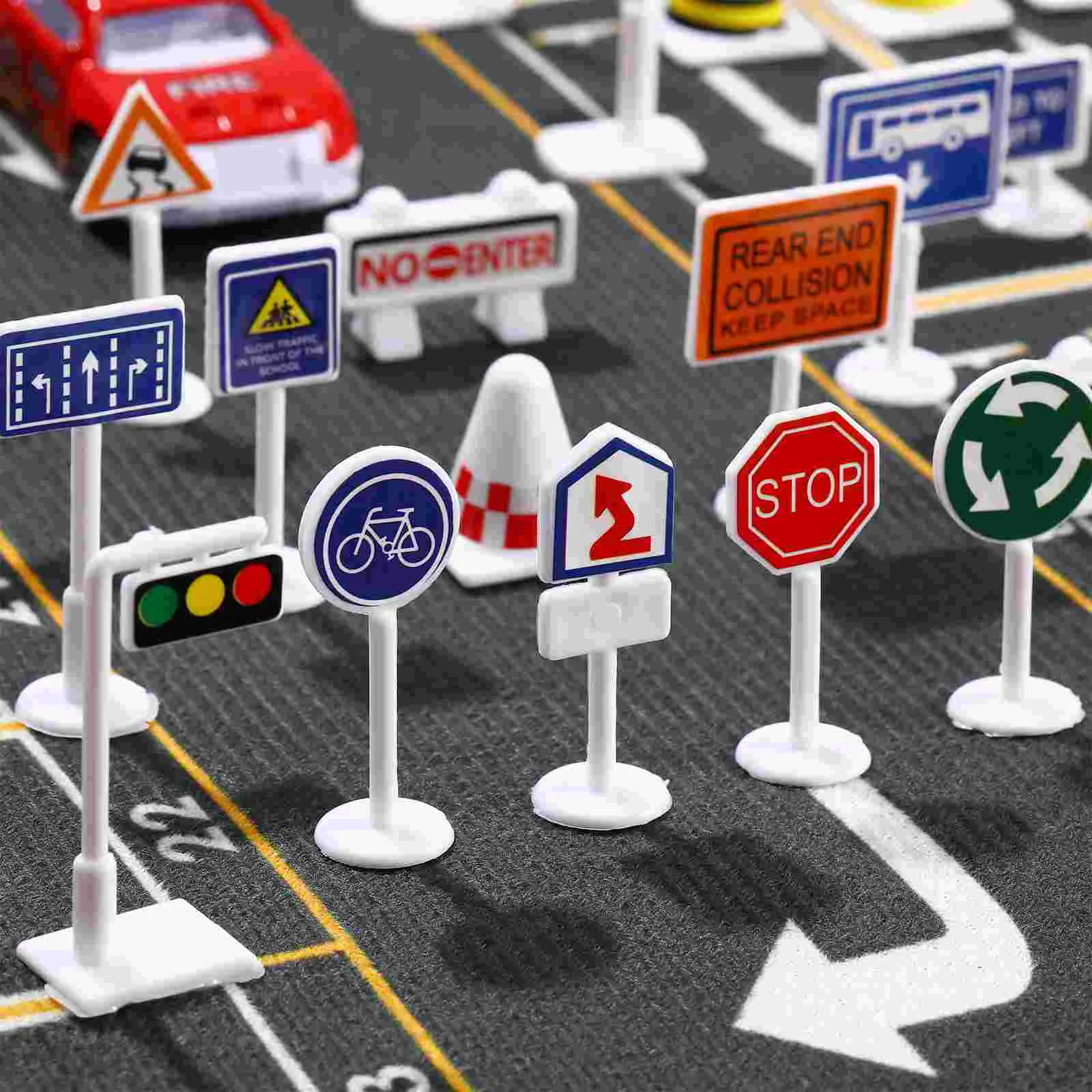 56 Pcs Play Traffic Signs Street Kids Playset Road Signal Toys for Children
