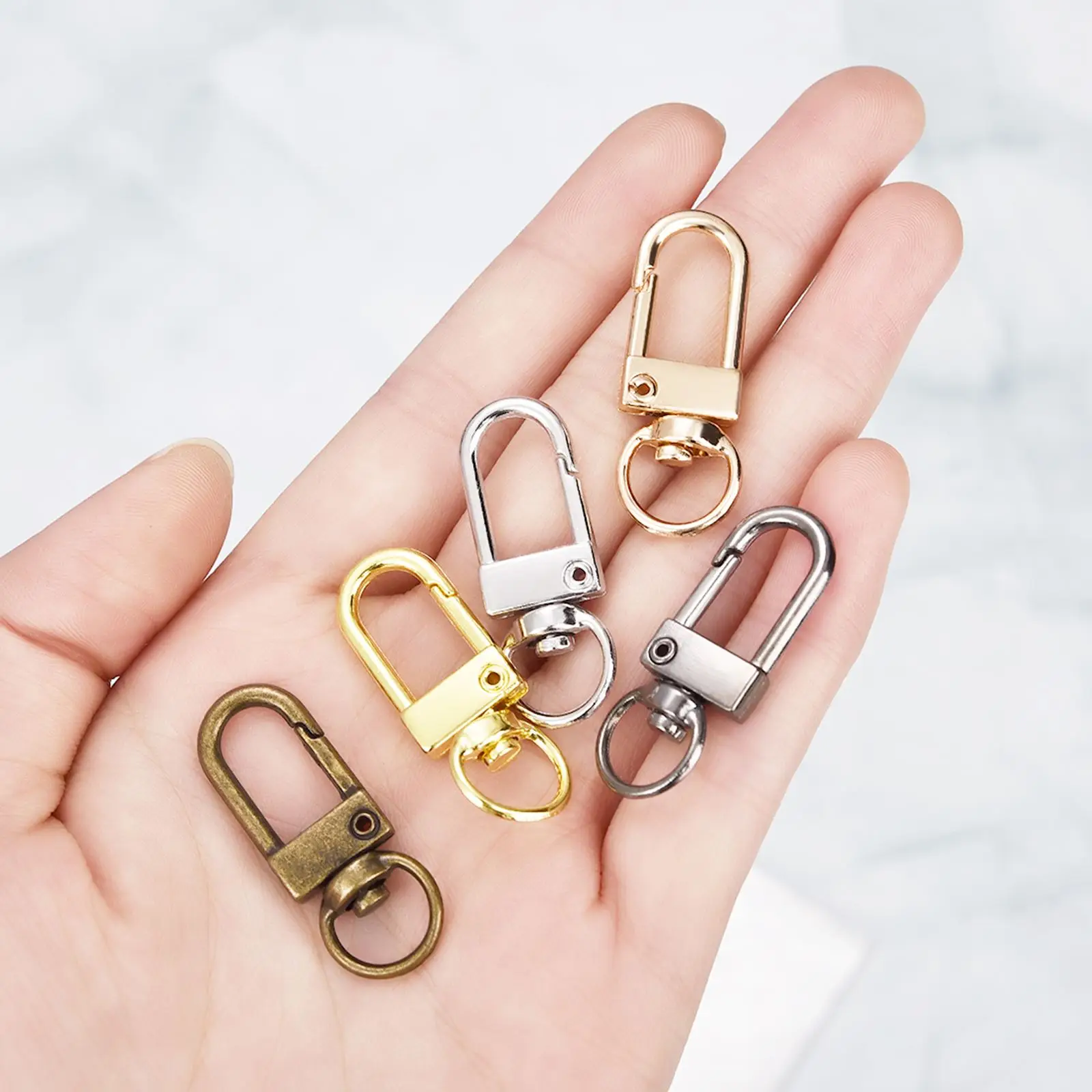 10pcs Carabiner Metal Lobster Clasp Hooks Plated Gold Silver DIY Jewelry Finding Making Keychain Bag Bracelet Neckalce Supplies