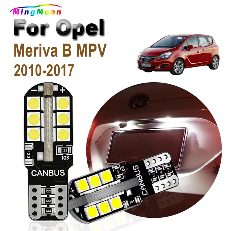 2Pcs T10 Car LED Bulbs Parking Lamp For Vauxhall Opel Meriva B MPV 2010-2017 License Plate Car Interior Lights