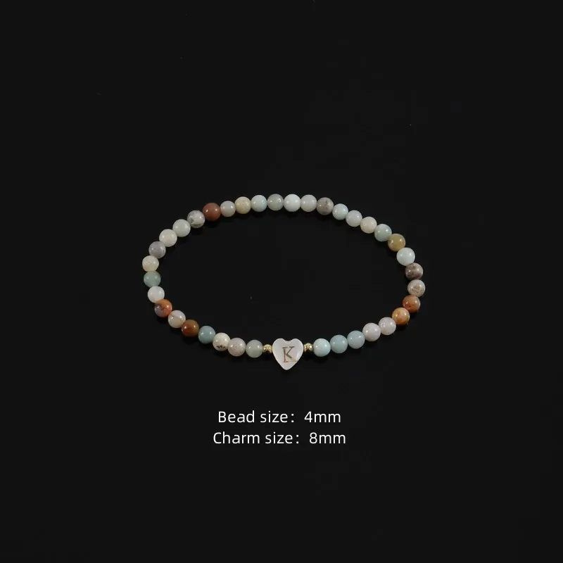 New Classic Heart Shape A-Z Initial Letter Women Bracelet Temperament 4mm Stone Handmade Bracelet For Women Jewelry Gift