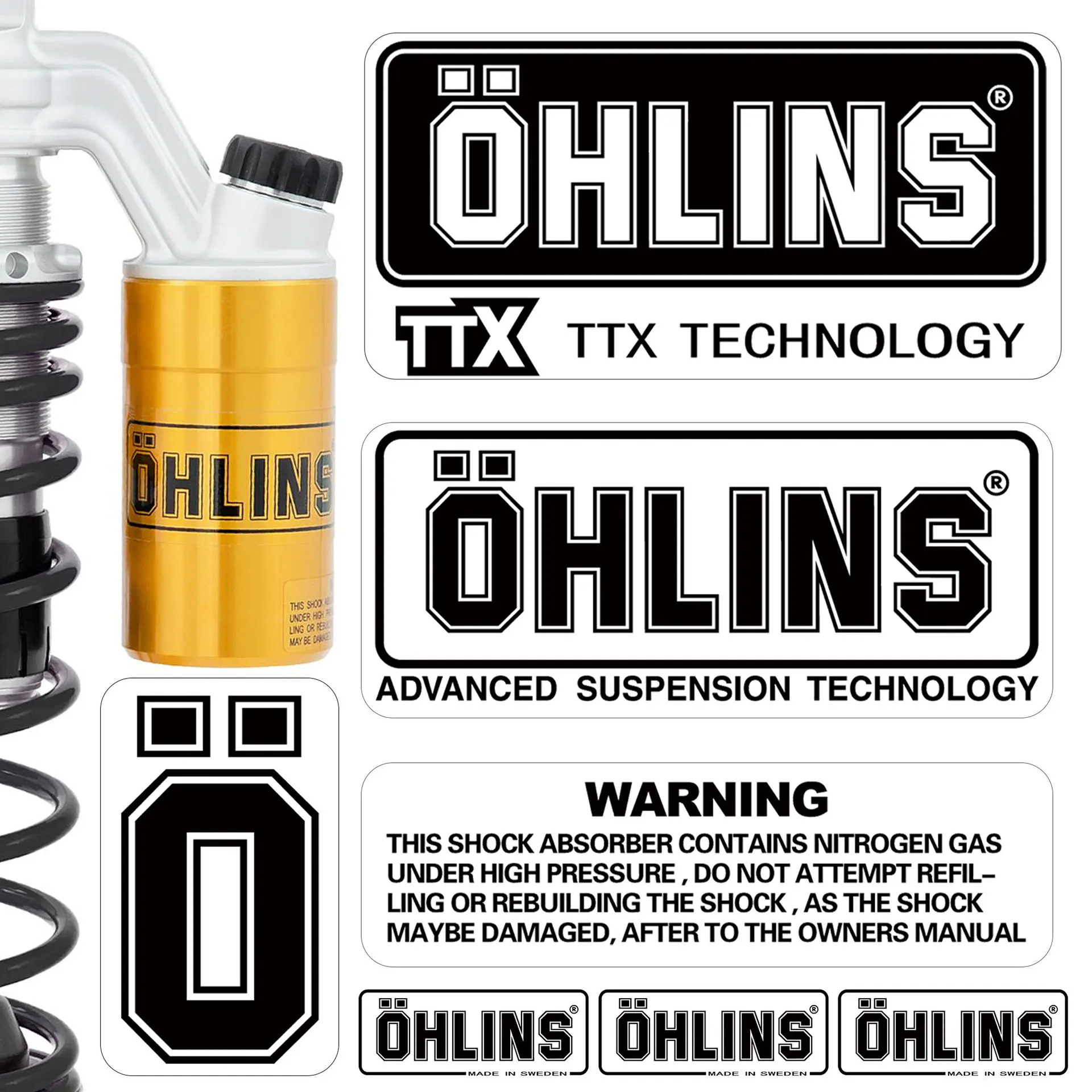 Shock absorber waterproof ohlins logo sticker Motorcycle shock absorber sunscreen transparent decorative decal