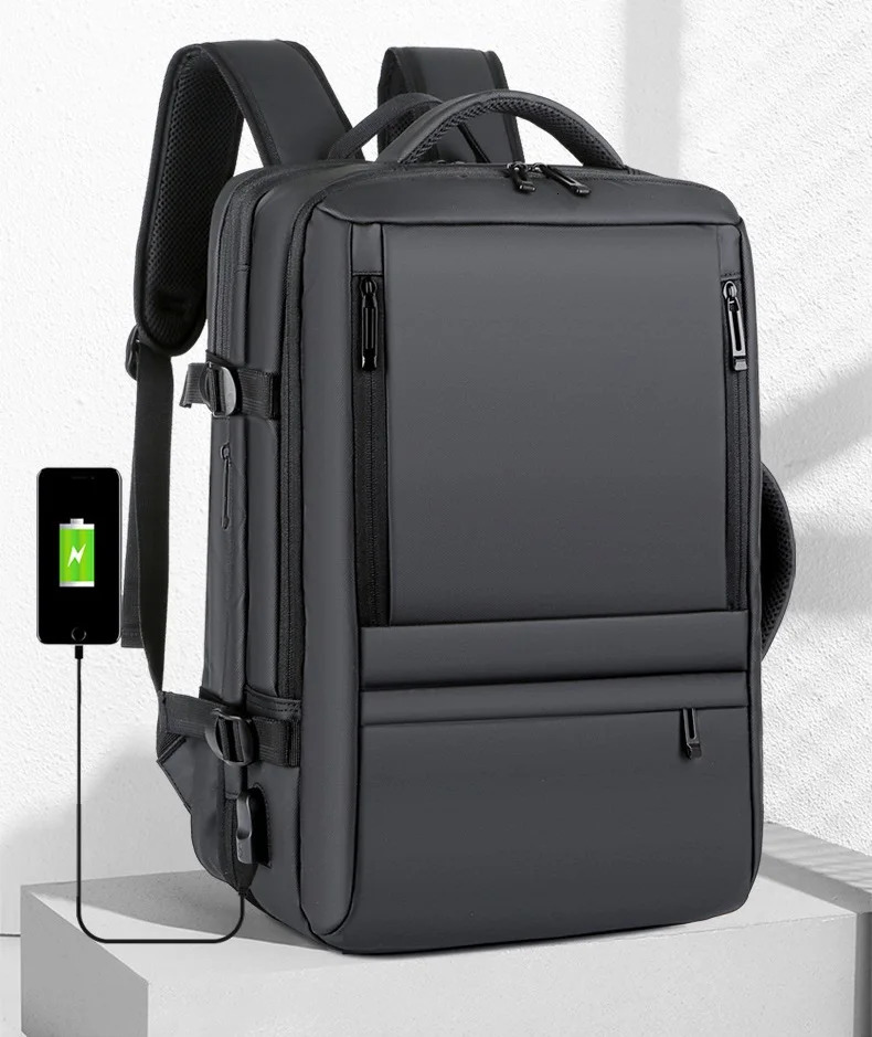 Mens Business Waterproof Multi functional Backpack USB Charging 17 Laptop Bag Expandable Large Capacity Travel Backpack 241031