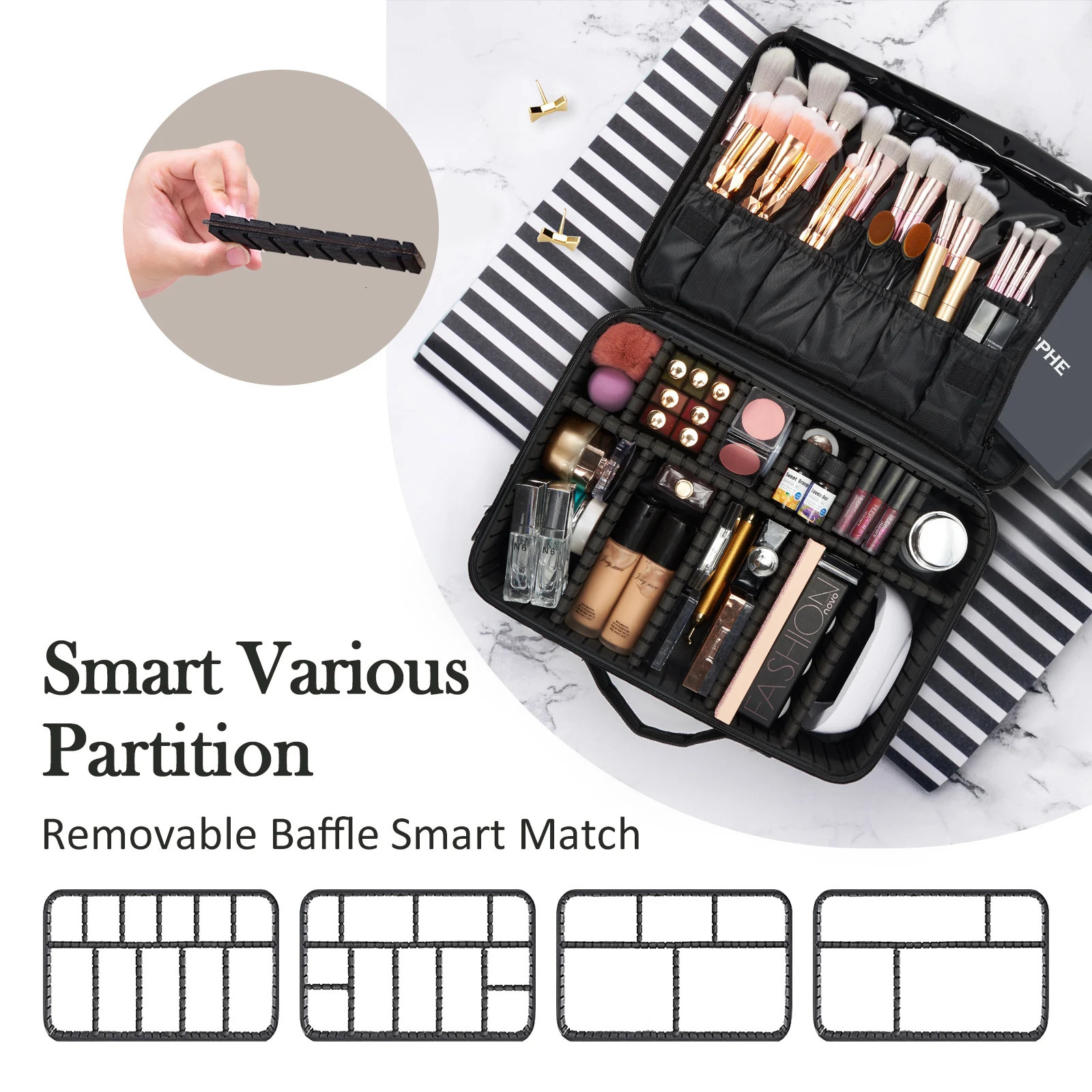 Professional makeup bag oversized makeup train box makeup brush organizer storage box handmade artist bag with divider 241031