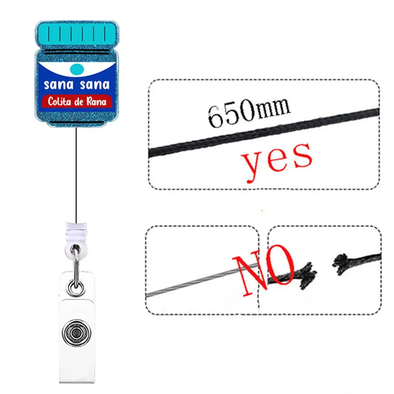 New Big Size Acrylic Medicine Bottle Nurse Badge Reel Retractable ID Badge Holder With 360 Rotating Alligator Clip Name Holder