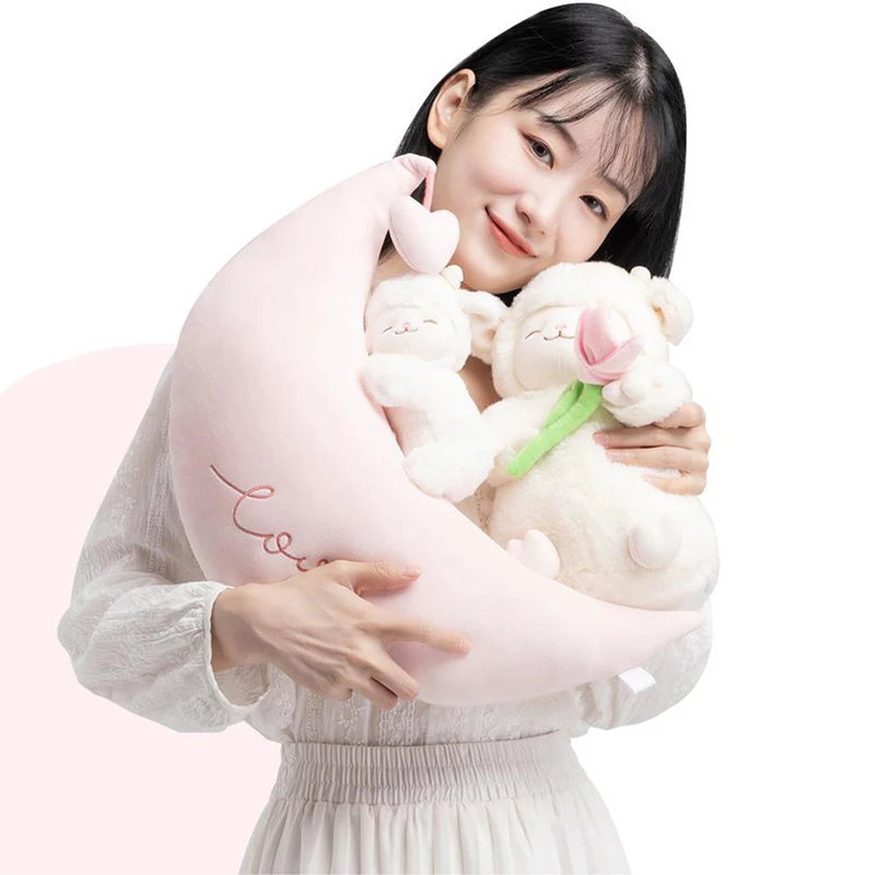 Super Soft Doll Sweet Sheep Hold Tulip Flower Plush Doll Soft Stuffed Lamb With Tulip Plushie Toy Cute Gift For Kid