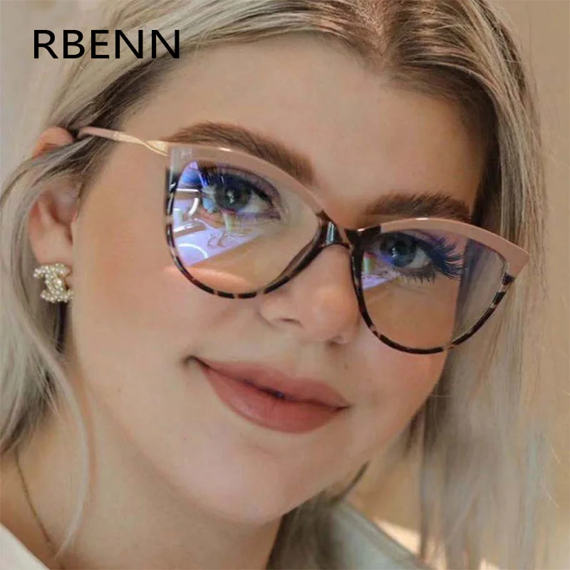 RBENN TR90 Anti Blue Light Blocking Cat Eye Glasses Frame Women Luxury Designer Retro Eyeglasses for Ladies Optical Frame UV400