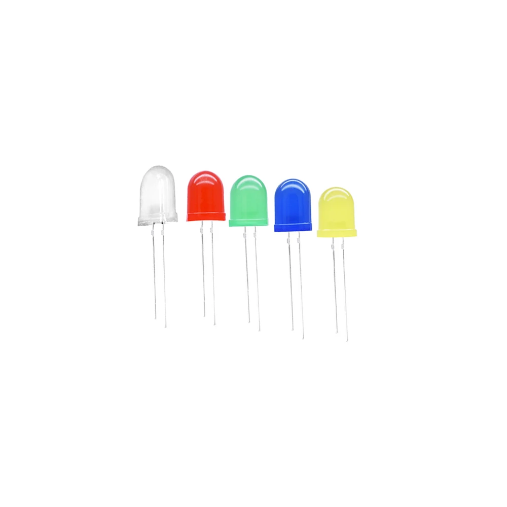 10PCS F10 10MM 5 Colors DIP LED Green Red Yellow Blue White Super Bright Quality Bead Light Emitting Diode Plug-in Bulb Assorted