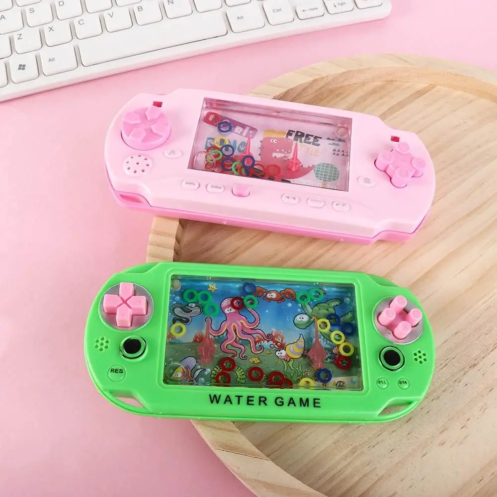 1pc Retro Water Ring Game Machine Child Handheld Game Machine Water Circle Ring Toss Squeeze Toy Parent-Child Interactive Toys