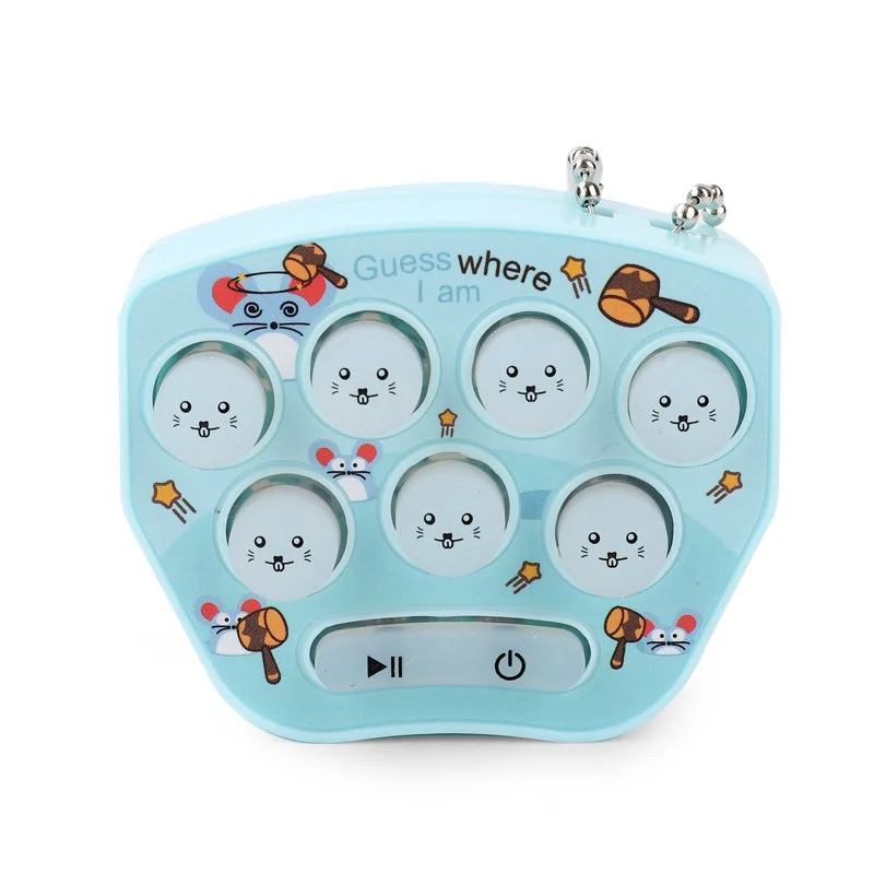 Mini Quick Push Electronic Gaming Machine Light Up Game Whack-a-mole Toy Bubble Handheld Toy Keychain Challenge Game Toys Gift