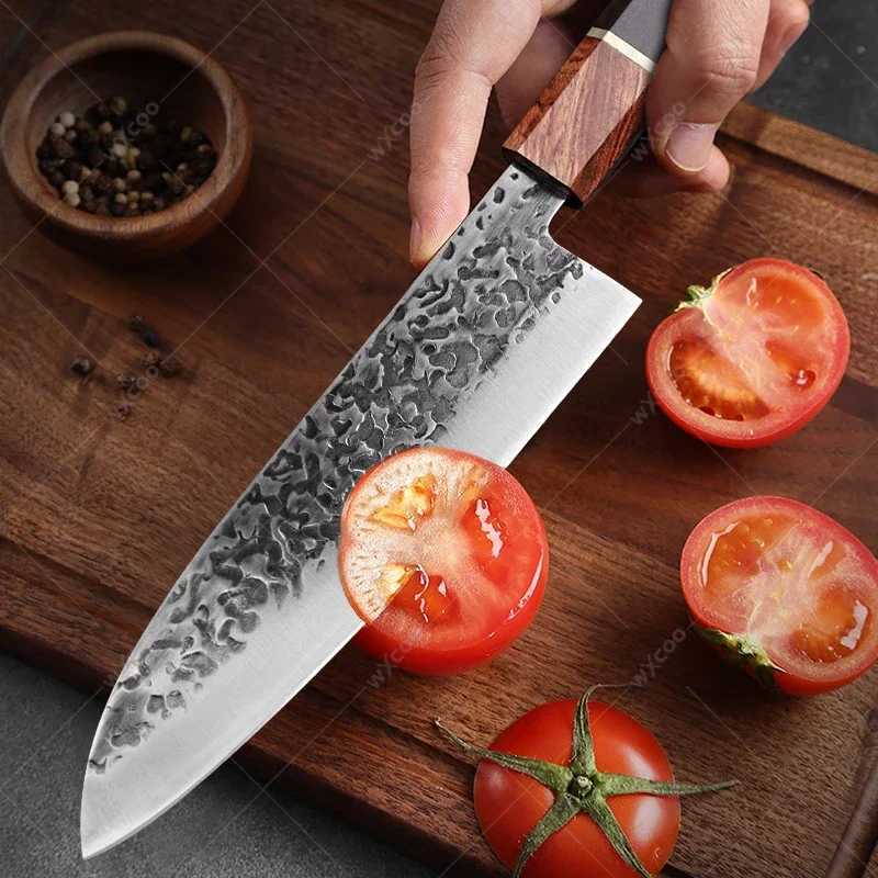 Professional Japanese Sanmi Knife Stainless Steel Kitchen Chef Knife Forging Hammer Pattern Kitchen Meat Smart Slicer Knife X241102