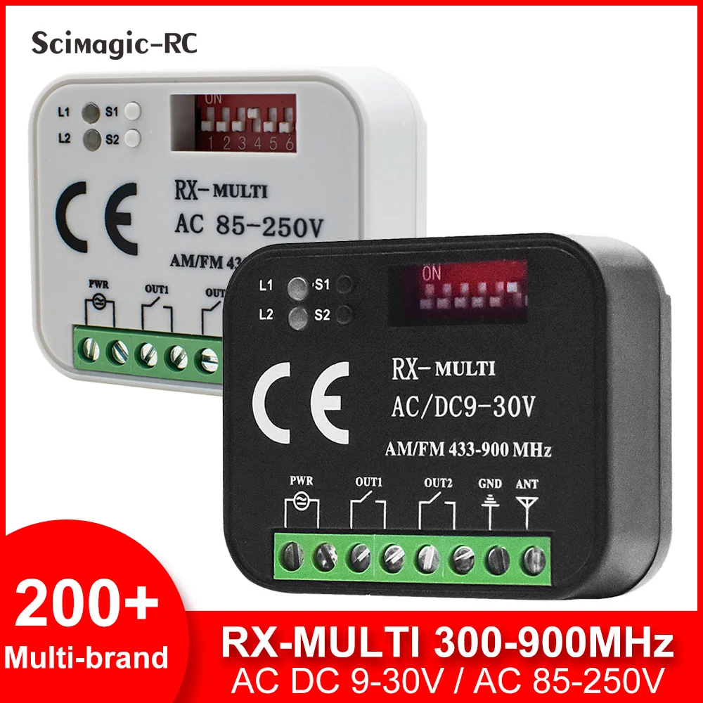 Remote Switch 2CH Control Receiver 300-868MHz 433MHz RX MULTI Receiver Universal AC/DC 9-30V 12V 24V For Door Control 433.92 MHz smile