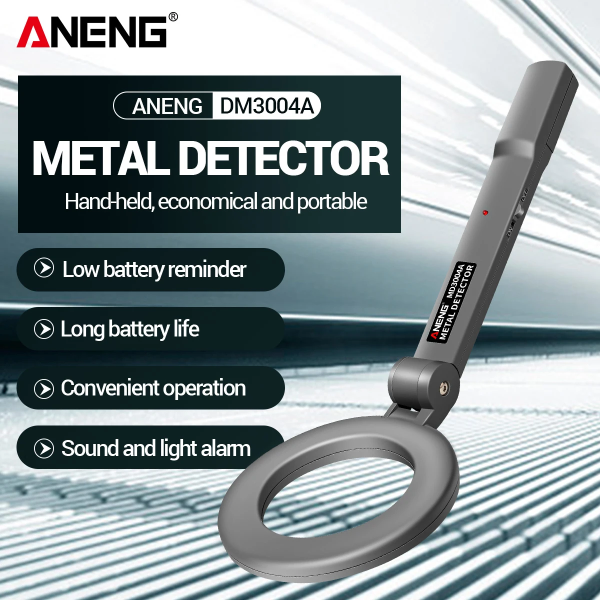 Metal Detector Electronic Metal Detecting Device Airport Security Metal Detector 180°Foldable Head with Light and Sound Alerts
