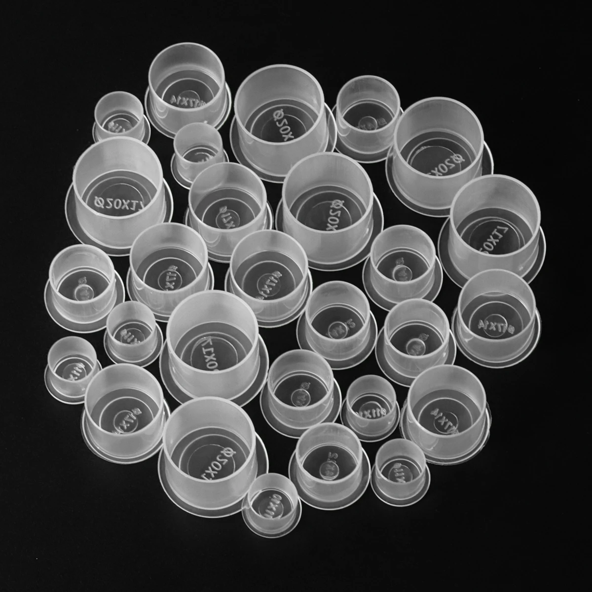 Mamba 1000pcs Tattoo Ink Caps S/M/L/XL Disposable Tattoo Ink Cups with Base Clear Plastic Pigment Permanent Makeup Container