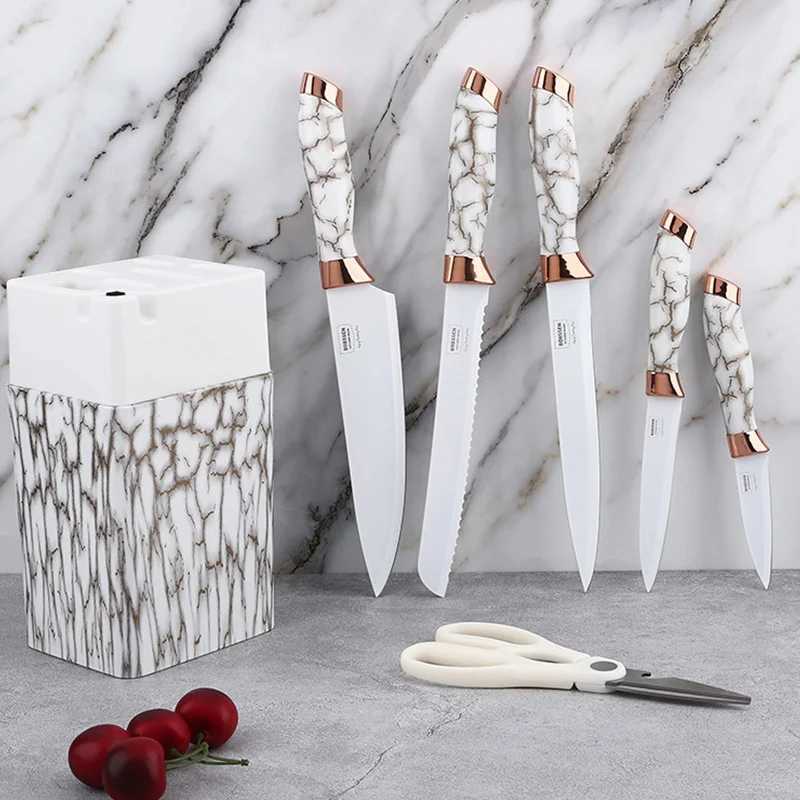 7-piece kitchen knife set meat chopper stainless steel slicing knife fruit knife acrylic base kitchen accessories kitchen tools X241102