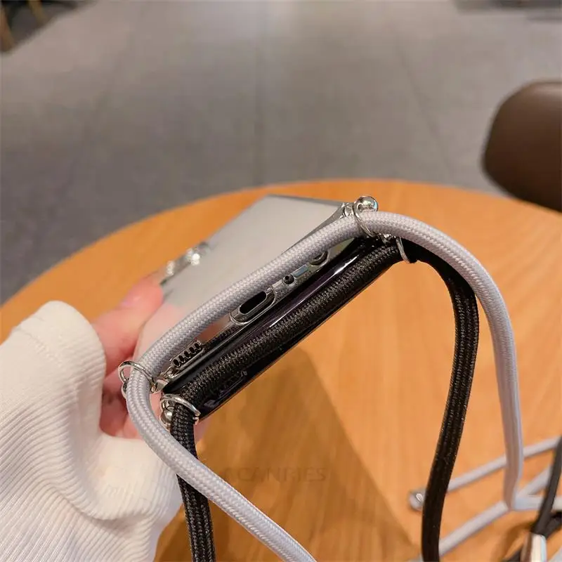 Redmi12 Luxury Plating Transparent Necklace Crossbody Lanyard Case For Xiaomi Redmi Note 12 11 Pro 5G 4G Note12 S 11S 10S 12pro