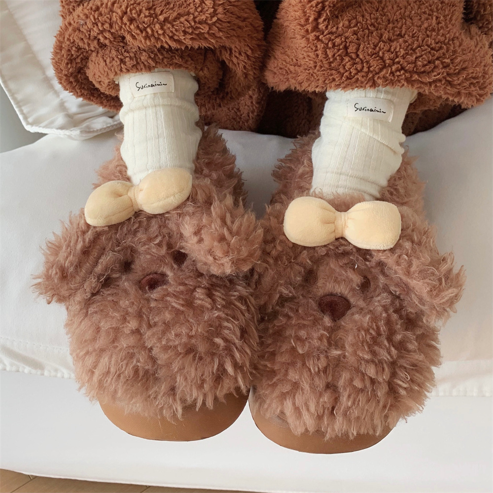 Slippers Fun Cute cartoon puppy dog Cute slippers for women girls Fashion Kawaii Fluffy winter warm women's slippers