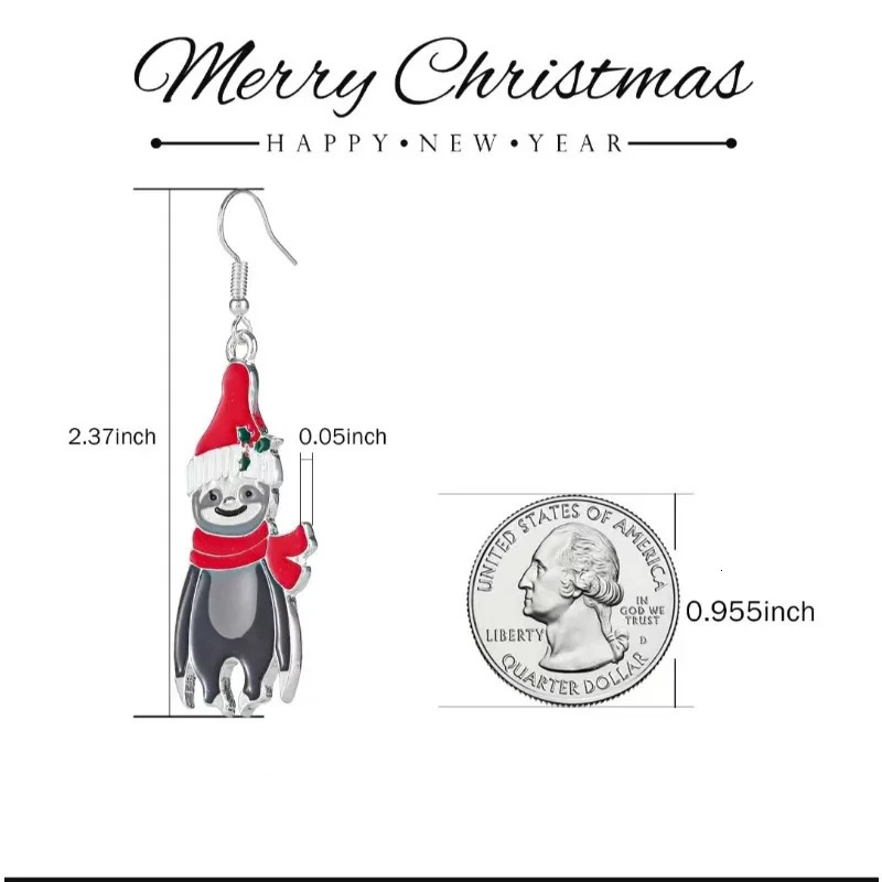 Christmas Fun Sloth Pendant Earrings Fashionable Mischievous Childrens Earrings Creative Holiday Accessories Wholesale Halloween 241031