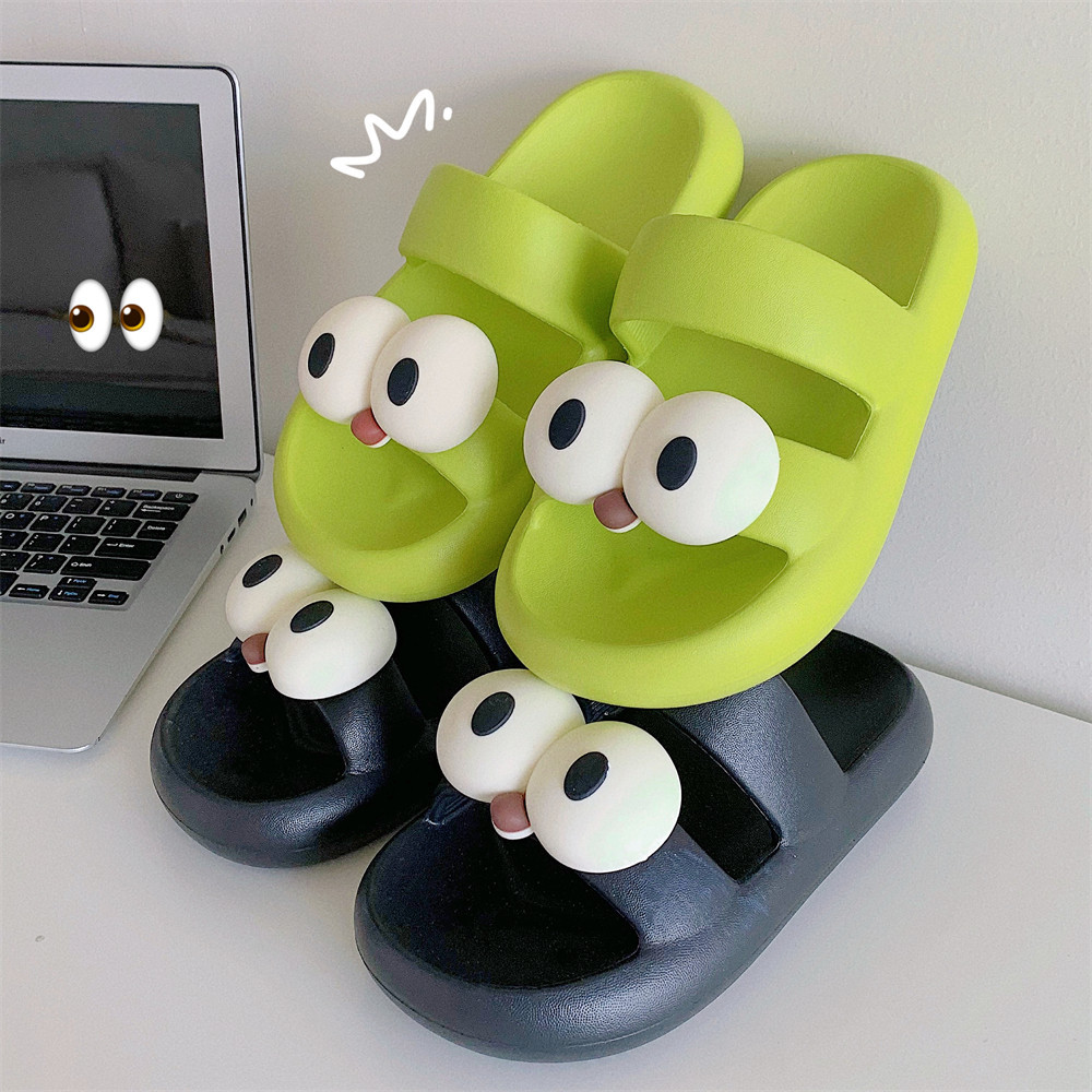 2024 New slipper ladies summer shoes Casual fun funny big eye slipper indoor street sandals girls beach shower slide
