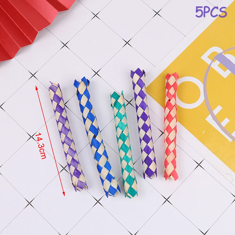 5pcs Creativity Funny DIY Finger Traps Classic Natural Chinese Bamboo Fingers Trap Replacement Tube Toys For Children