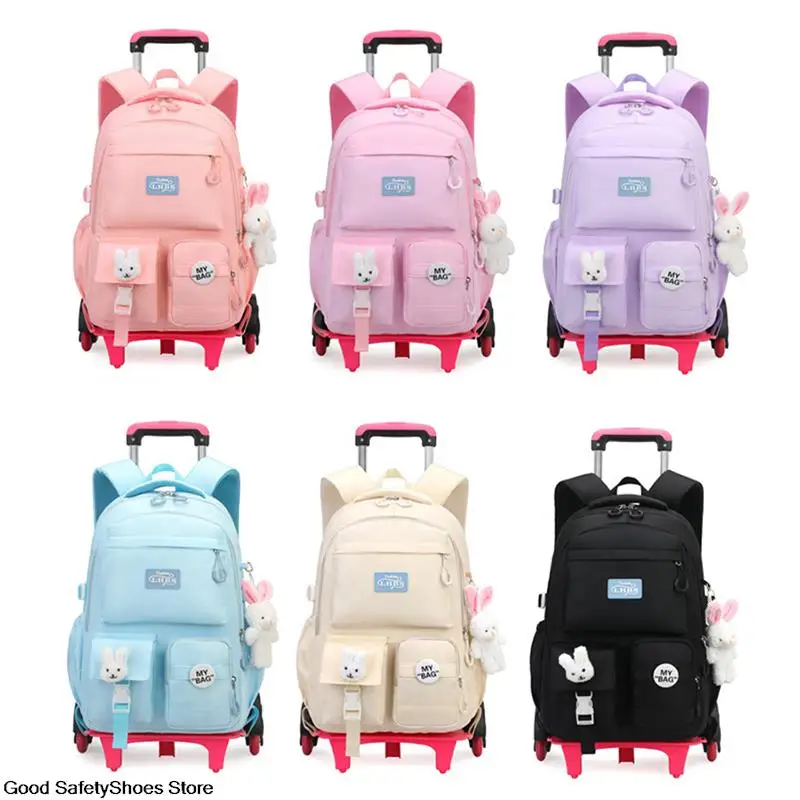Wheeled School Backpack For Girls Kids Removable Schoolbags Waterproof Children Trolley Bags Cute Rolling School Book bags Girls