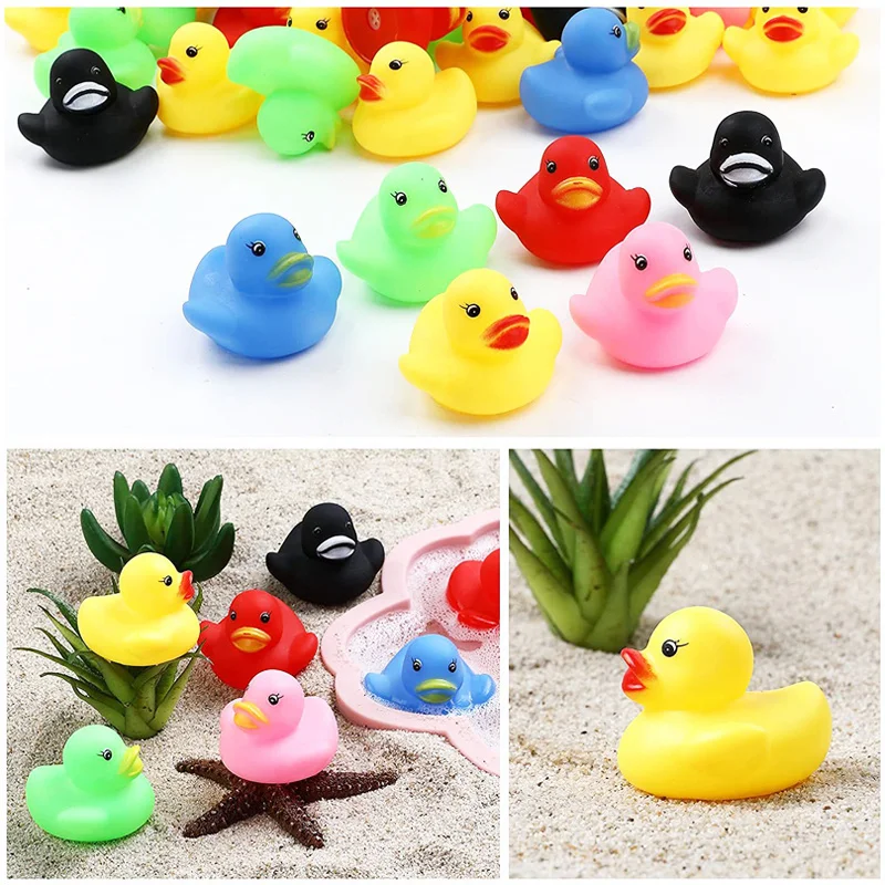 20/10pcs Baby Toys Cute Little Squeaky Rubber Ducks With Squeeze Sound Soft Bath Ducks Funny Water Shower Toys For Children