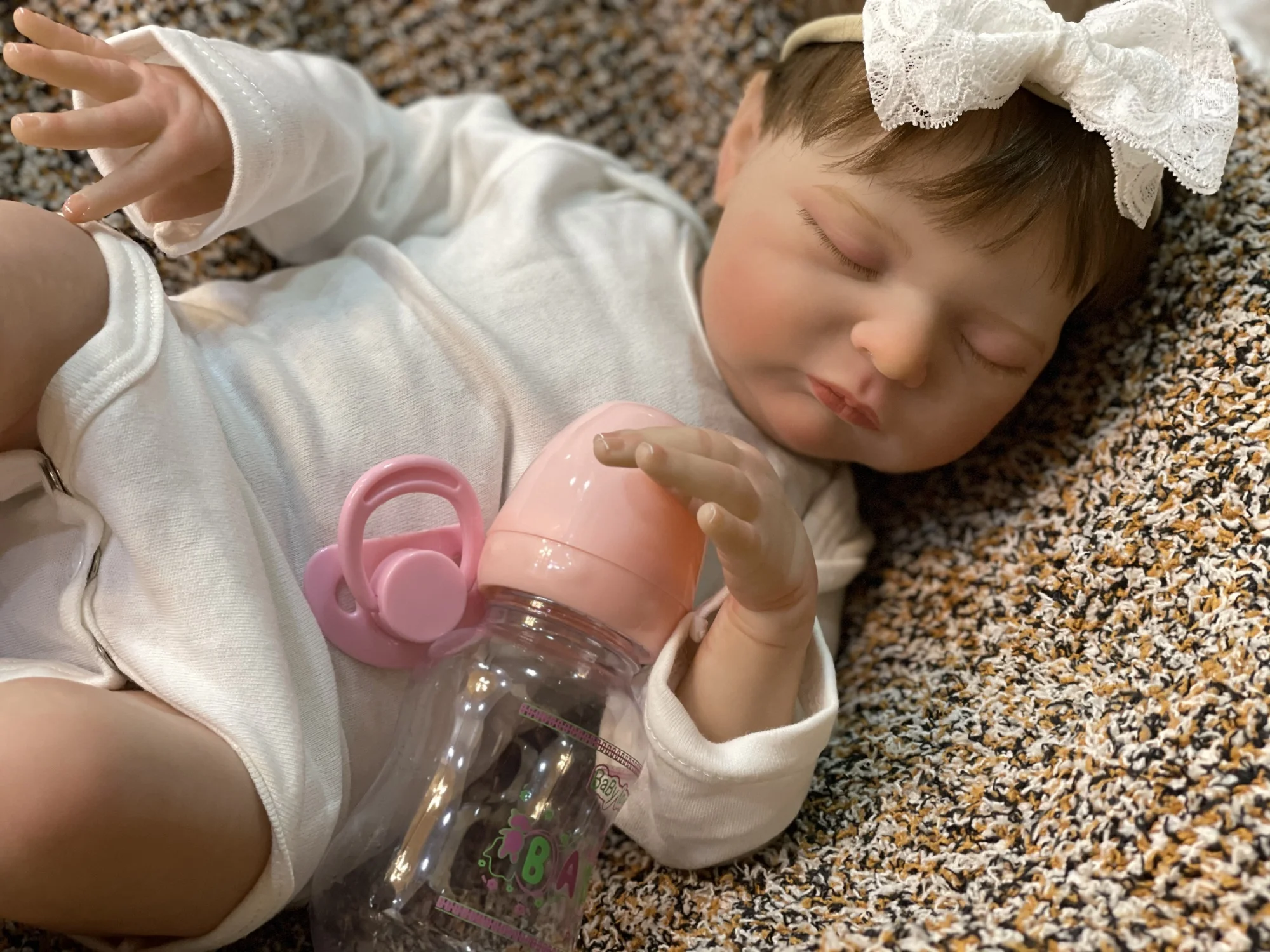 50cm Cuddly Laura Bebe Reborn With Rooted Hair Handmade Soft Touch Feeling Lifelike Real Doll For Children's Gift