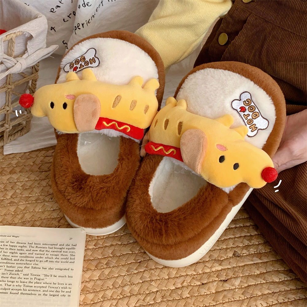Slippers Fun Cute puppy dog Cute slippers for women Girls Fashion Kawaii Fluffy winter warm women's slippers 2024