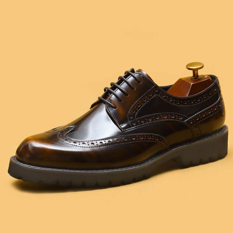 British Business Dress Leather For Men, Made Of Thick Bottom Increased Height, Lacquer Bright Leather, Blok Men's Shoes