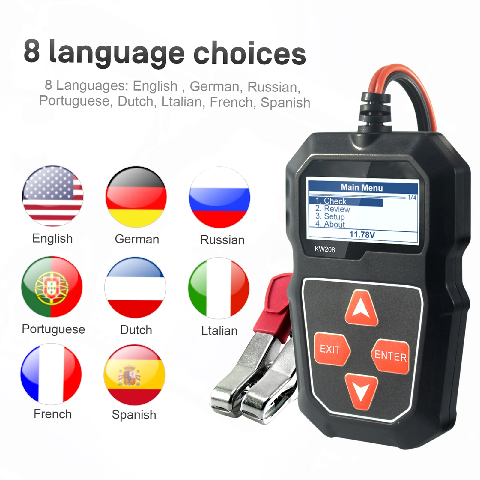 KONNWEI KW208 12V Car Battery Load Tester Professional Automotive Alternator Analyzer Waveform Voltage Test for Car/Motorcycle