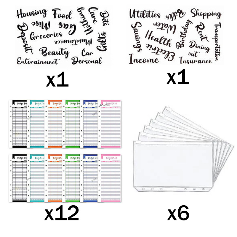 A6 Planner Notebook Agenda Budget Workbook French Envelope Binder Without Pockets for Money Saving Bill Organizer