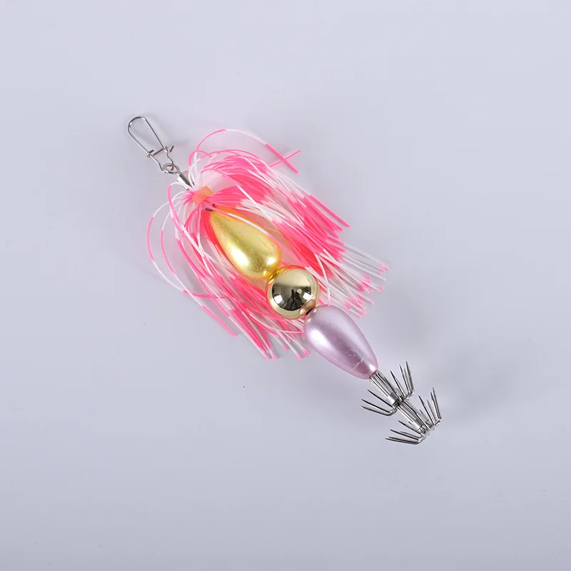 Fishhook Wooden Shrimp Squid Needle Octopus Squid Octopus Bait Sea Boat Fishing Road Runner Bait Silicone Wire Wooden Shrimp