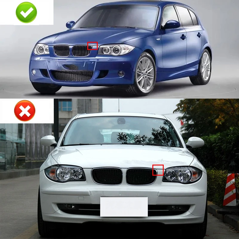 For E81 E87 120d 120i 130i Car Grill Front Kidney Racing Grills Gloss Black Grille Auto ABS Double Slat Grilles 04-06