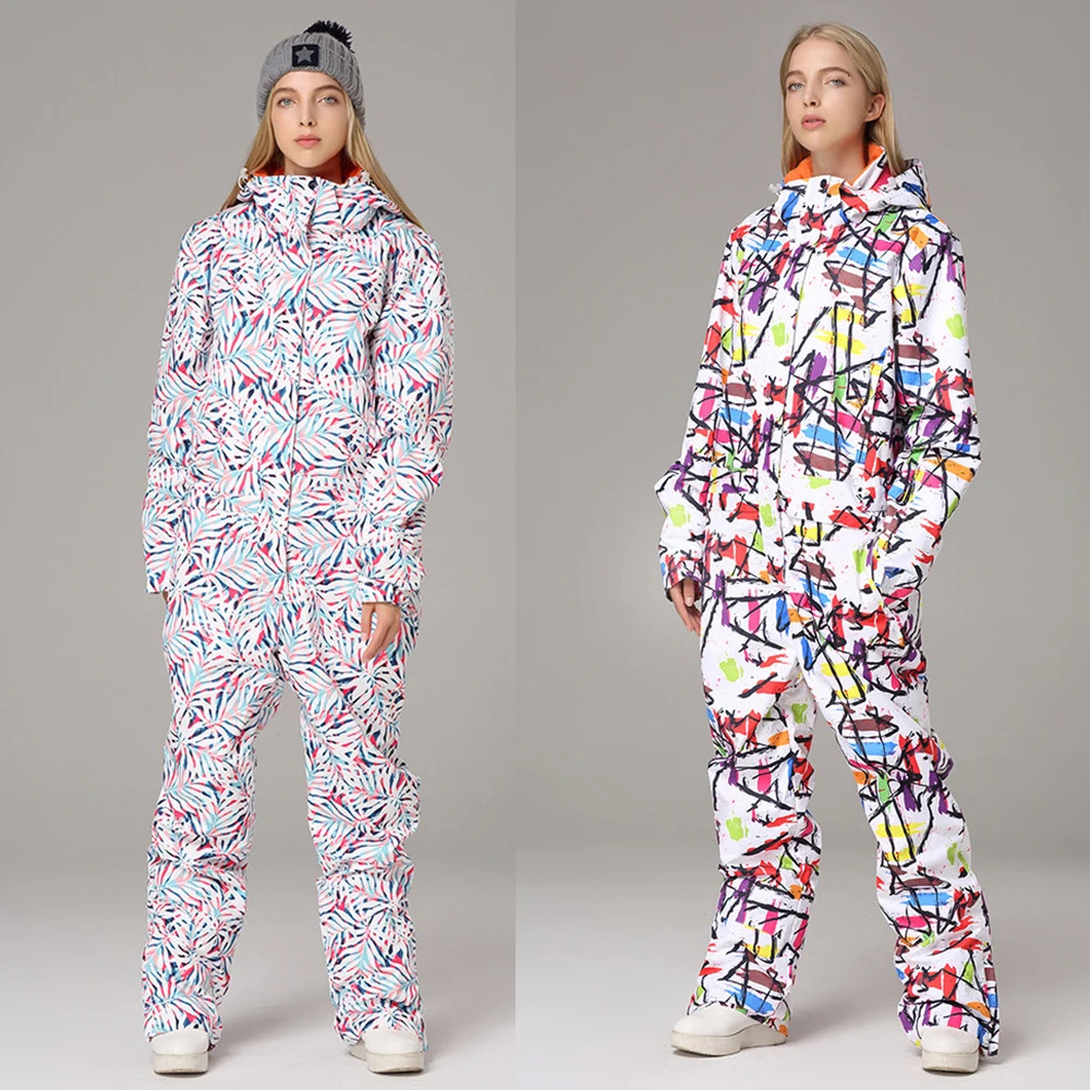 New One-Piece Suit Women Thickened Warm Outdoor Sports Snowboarding Jacket Jumpsuit Wind Proof Waterproof Snow Pants Ski Set