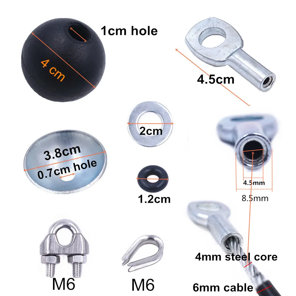 Pulley Home Gym Equipment Replacement Stopper Ball for Cable Gyms Steel Wire Accessories Joints Metal Limit Ball Hollow Screw