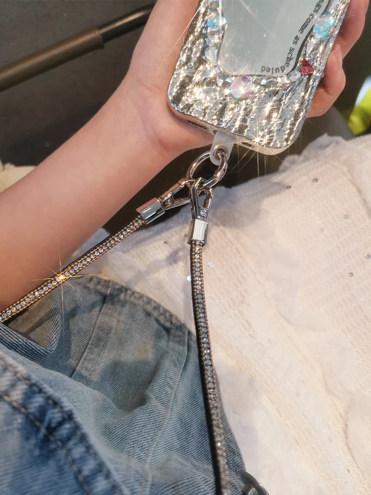 New Rhinestone Crossbody Mobile Phone Lanyard Neck Strap Anti-Lost Chain Rope With Universal Clip Cell Phone Case Trend Pendant