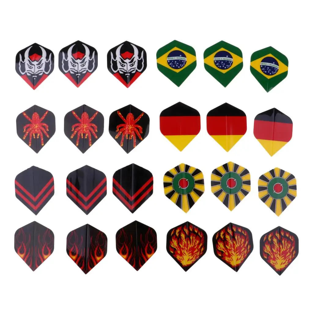 24pcs 27pcs 36pcs Durable Pattern Standard PET 3D Dart Flights Darts Tails Accessories Equipment Supplies for Dart Games Clubs